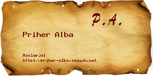 Priher Alba névjegykártya